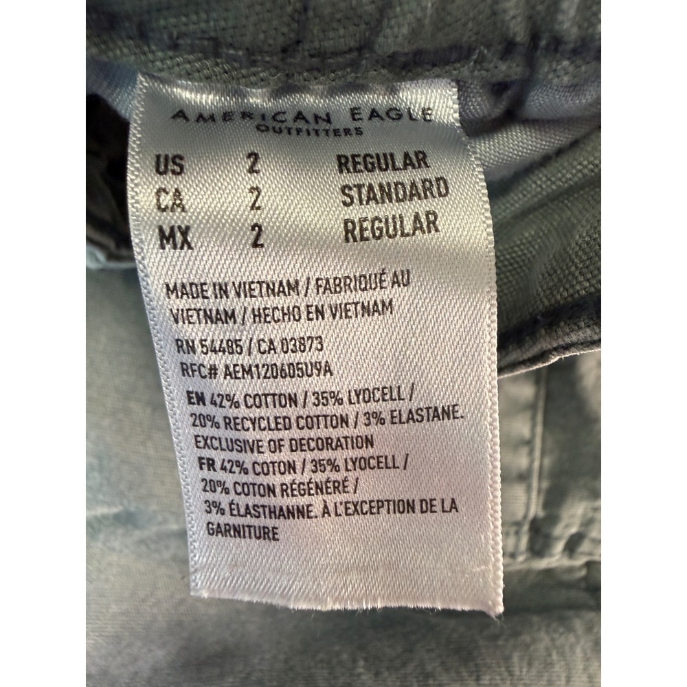 American Eagle Cargo Pants Womens 2 Blue Gray Stretch Wide Leg Utility - Picture 4 of 16